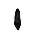 Faux Suede Pointed Stiletto Heel Shoes decorated With Crystals From Behind Woman 25275 Black - 3