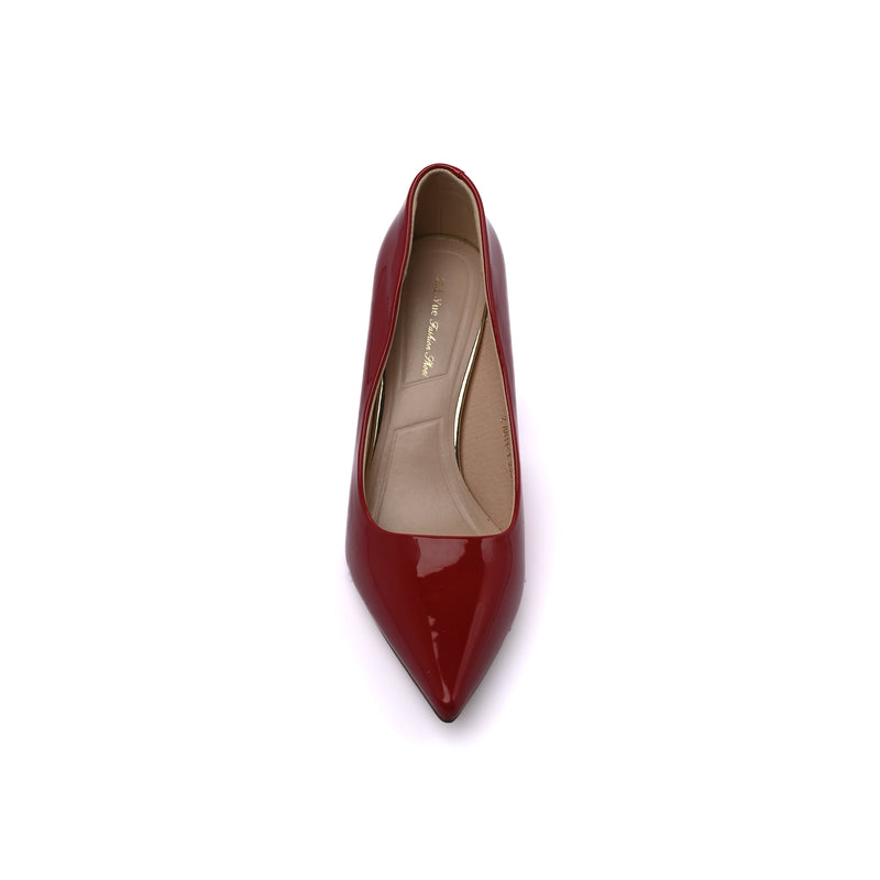 Patent Leather Pointed Stiletto Heels Woman 8811-1 Red - 3