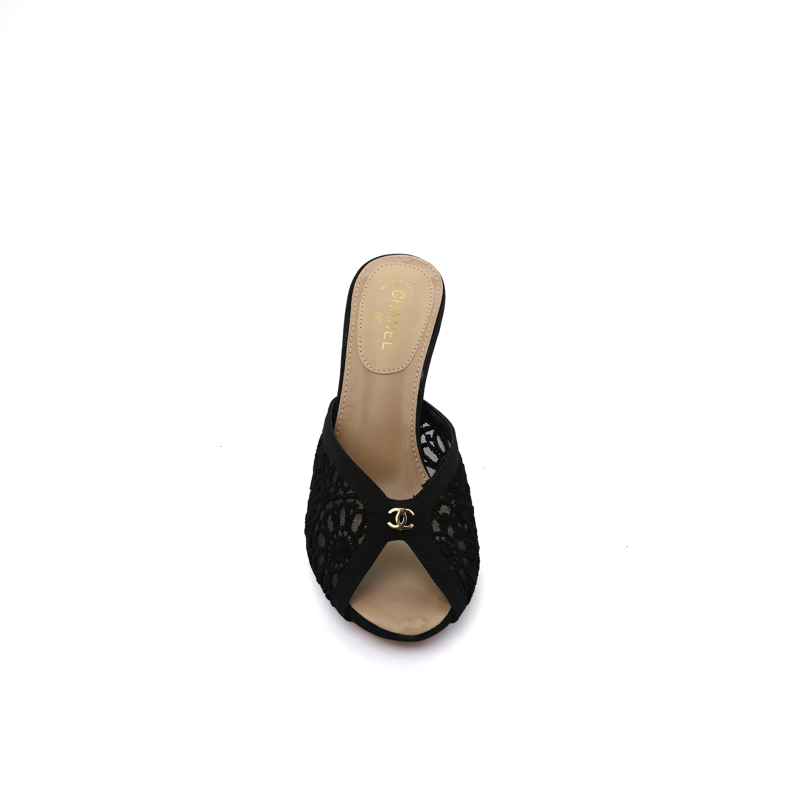 Chanel Designer Slide Chunky Block Heel Sandal with Woman 898-6 Black - 3