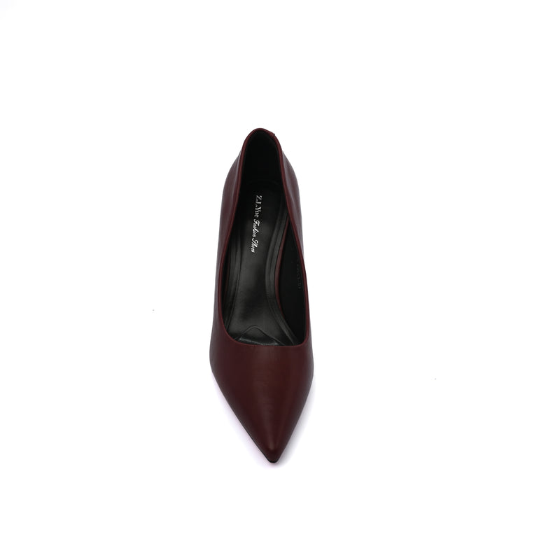 Pointed Stiletto Heel Shoes In Faux Woman 25233 Burgundy - 3
