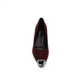 Pointed Stiletto Heel Shoes In Faux Suede Crystal embellished Pump Woman 25091 Burgundy - 3