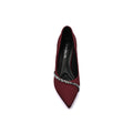 Pointed Stiletto Heel Shoes In Faux Suede Crystal embellished Pump Woman 25255 Burgundy - 3