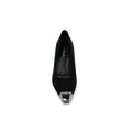 Pointed Stiletto Heel Shoes In Faux Suede Crystal embellished Pump Woman 25091 Black - 3