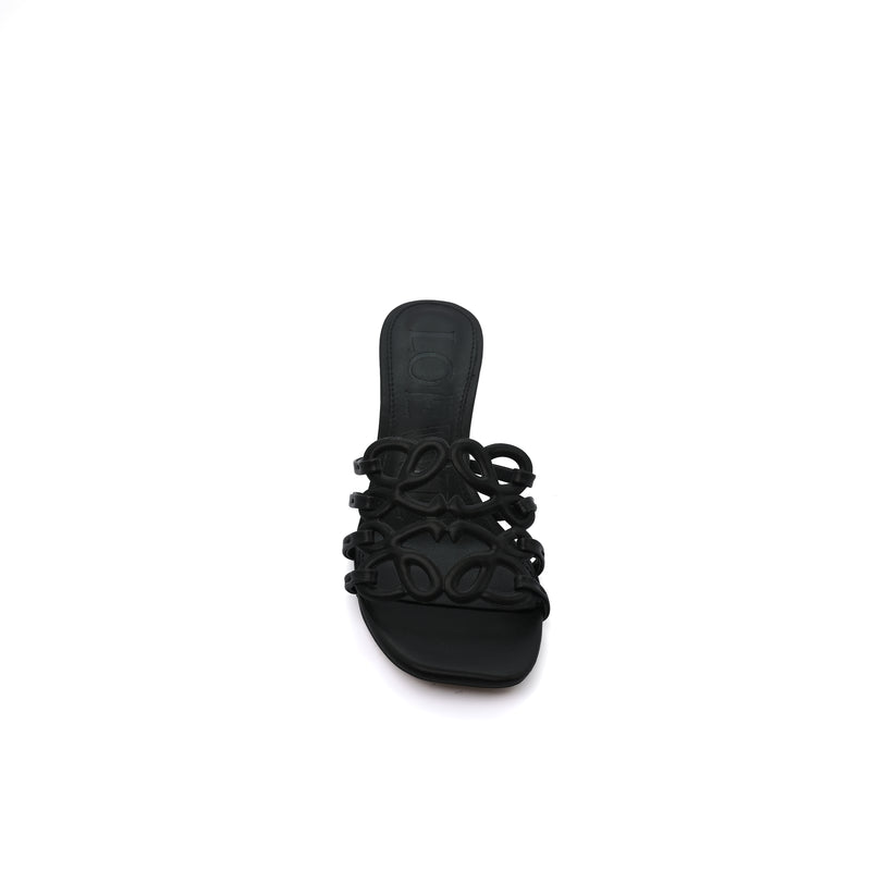 LOEWE Petal Anagram leather slides Anagram Woman 2508 Black - 3