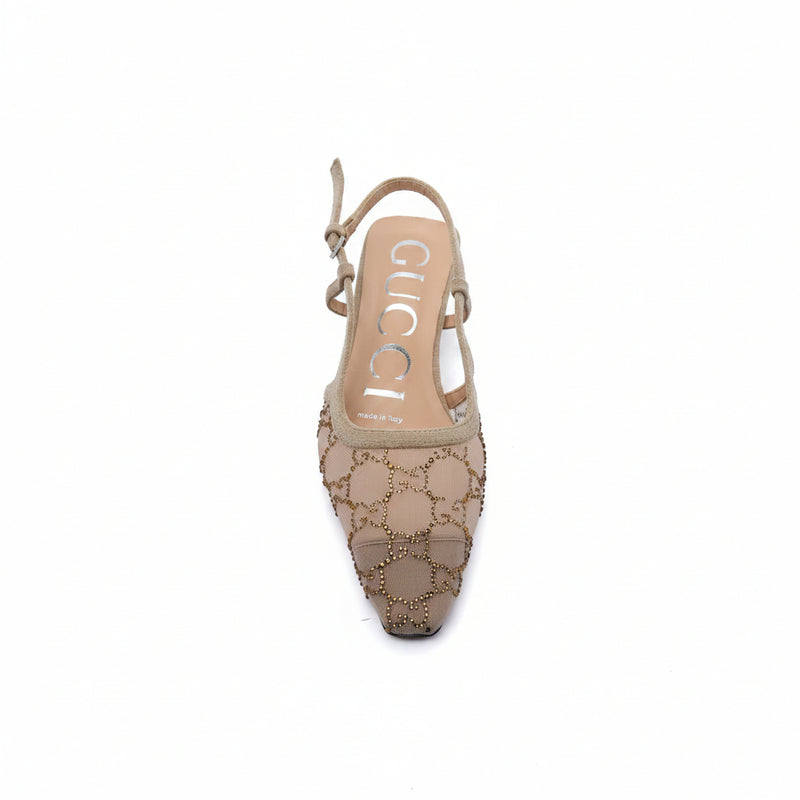 Gucci Luxury Slingback Sandals Mongoram Woman 1086 Beige - 3