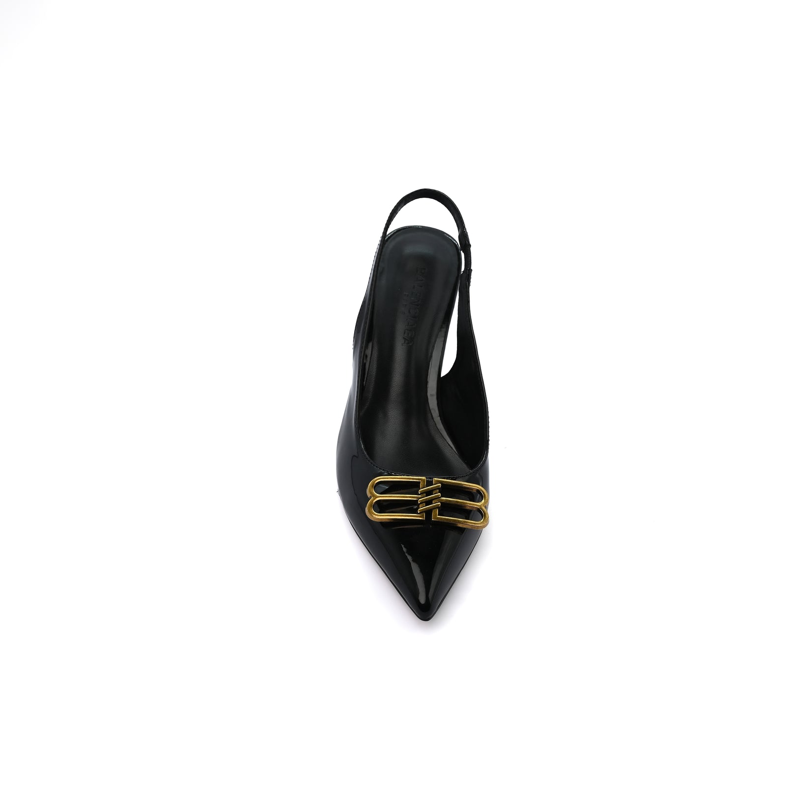 Balenciaga Square Knife BB Slingback Pumps Open Back 8812-5 Black - 3