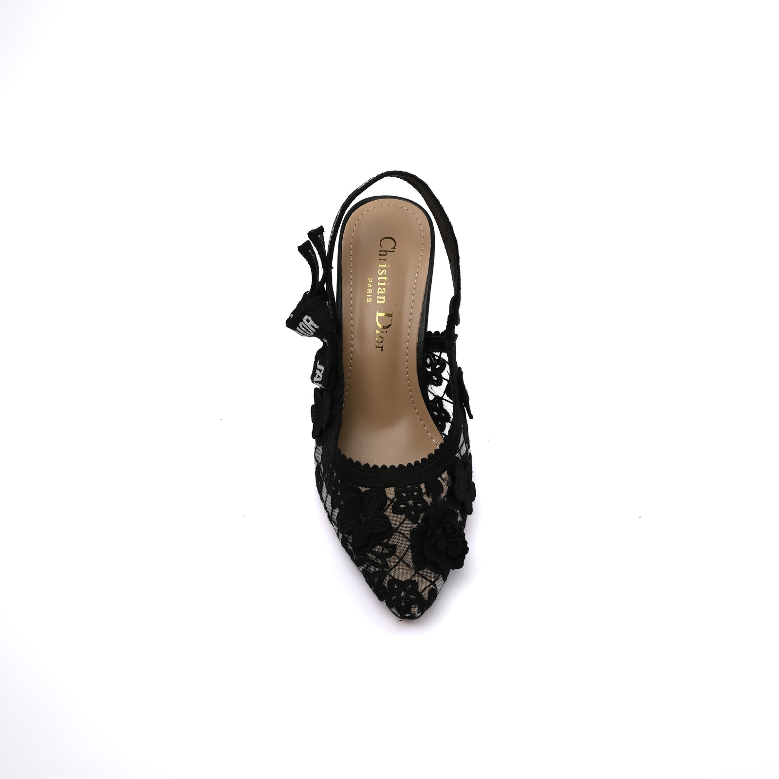 Dior Goolita Bow Crystal Mesh Mule Heels for Women 1688-2 Black - 3