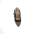 Dior Goolita Bow Crystal Mesh Mule Heels for Women 1688-2 Black&Gold - 3
