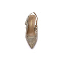 Dior Goolita Bow Crystal Mesh Mule Heels for Women 1688-2 Gold - 3