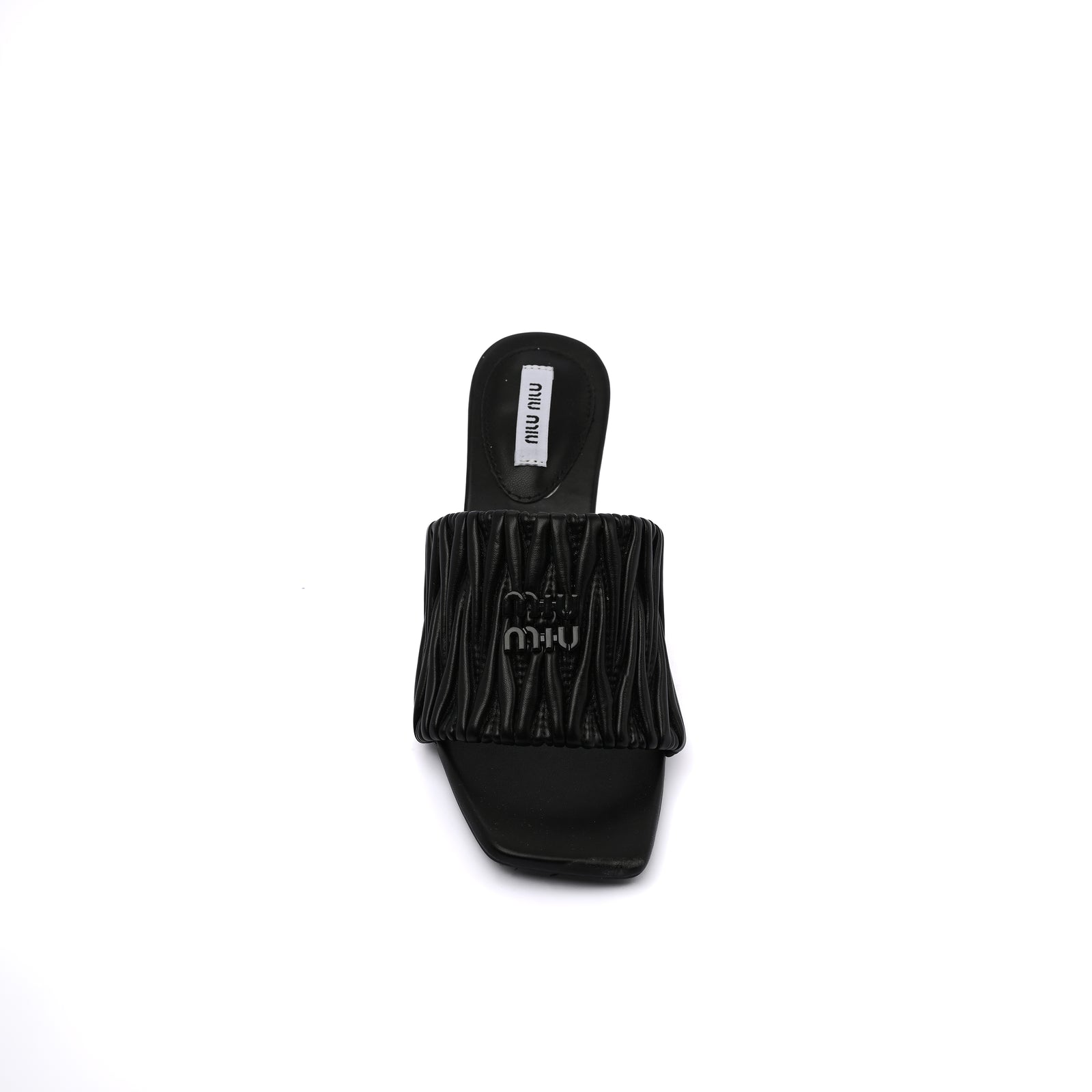 Miu Miu Slipper Designer Slides Leather Padded Front Strap Woman 52725 Black - 3