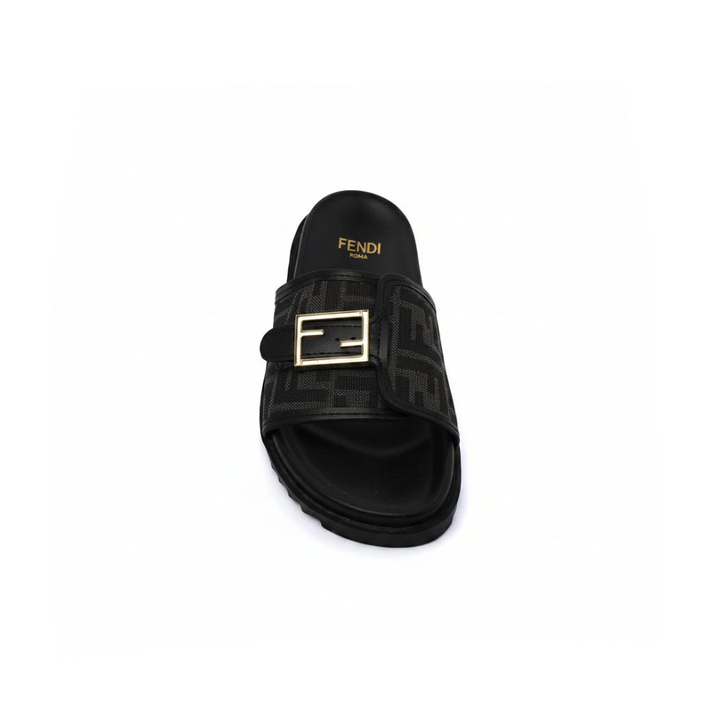 Fendi Slide Bucket Buckle Flat Slide Slipper Woman F1892-113 Black - 3