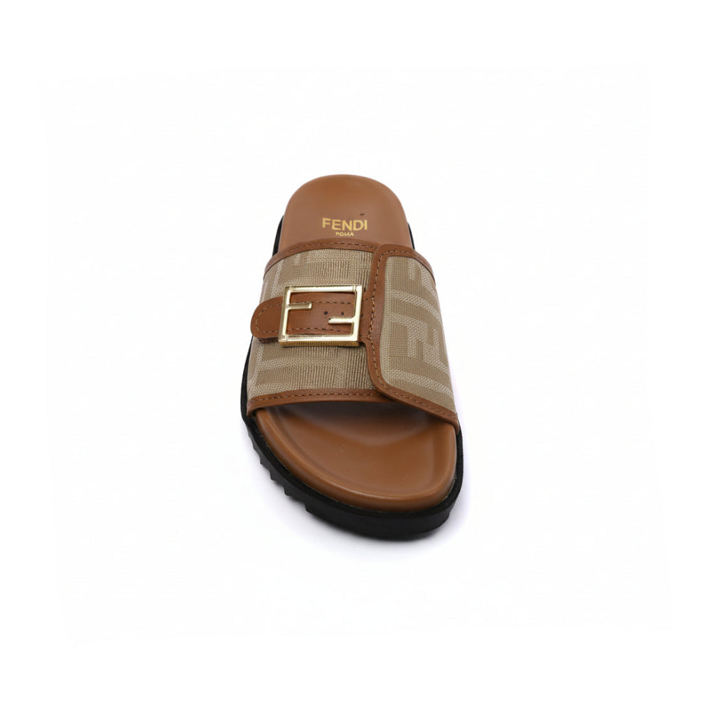 Fendi Slide Bucket Buckle Flat Slide Slipper Woman F1892-113 Beige - 3