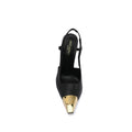 Saint Laurent Gold Tipped Slingback Pumps Leather Opyum With distinctive heels Woman 227-8 Black - 3