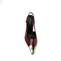Saint Laurent Gold Tipped Slingback Pumps Leather Opyum With distinctive heels Woman 227-8 Burgundy - 3