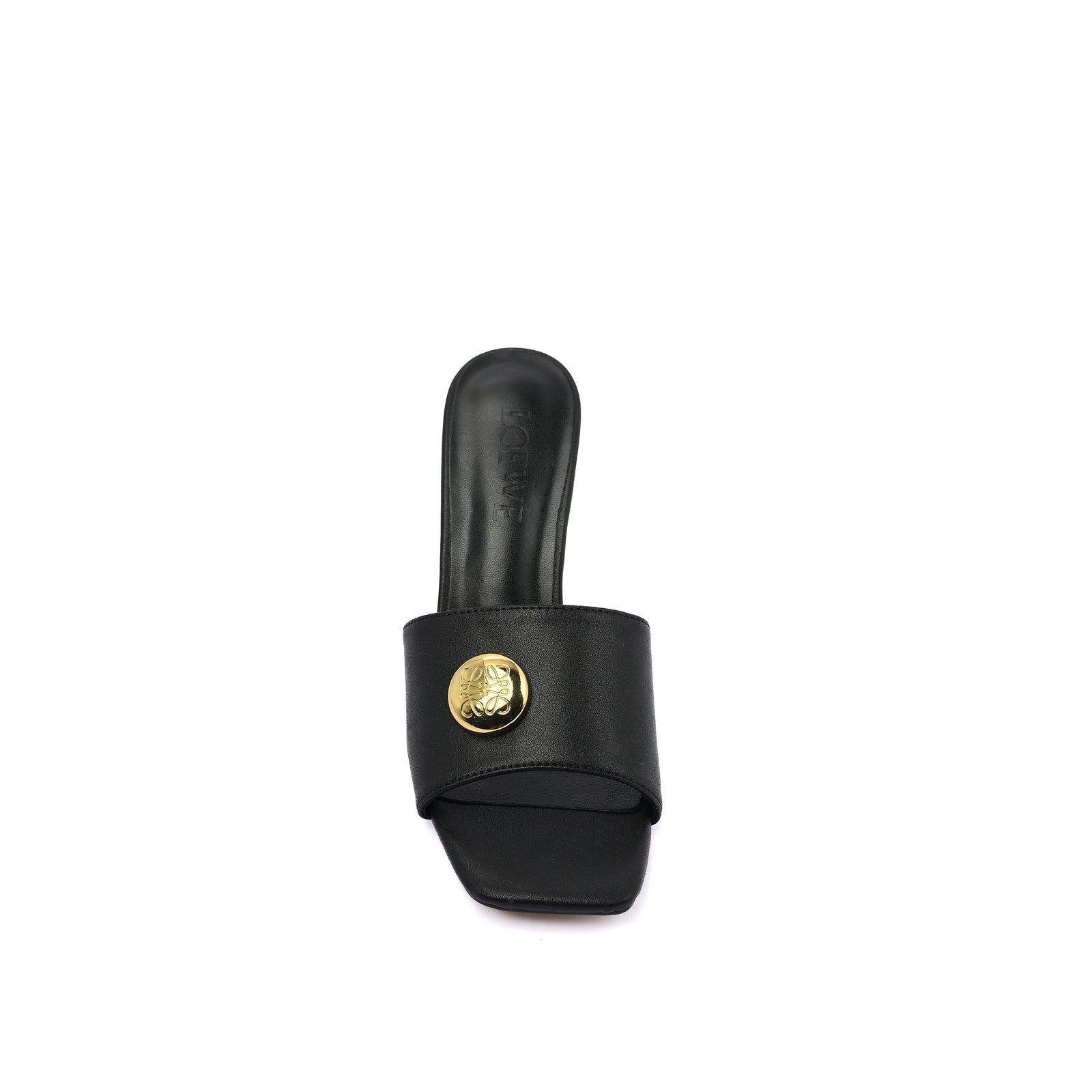 LOEWE Pebble Slide Leather Mules Heels Woman 053 Black - 3