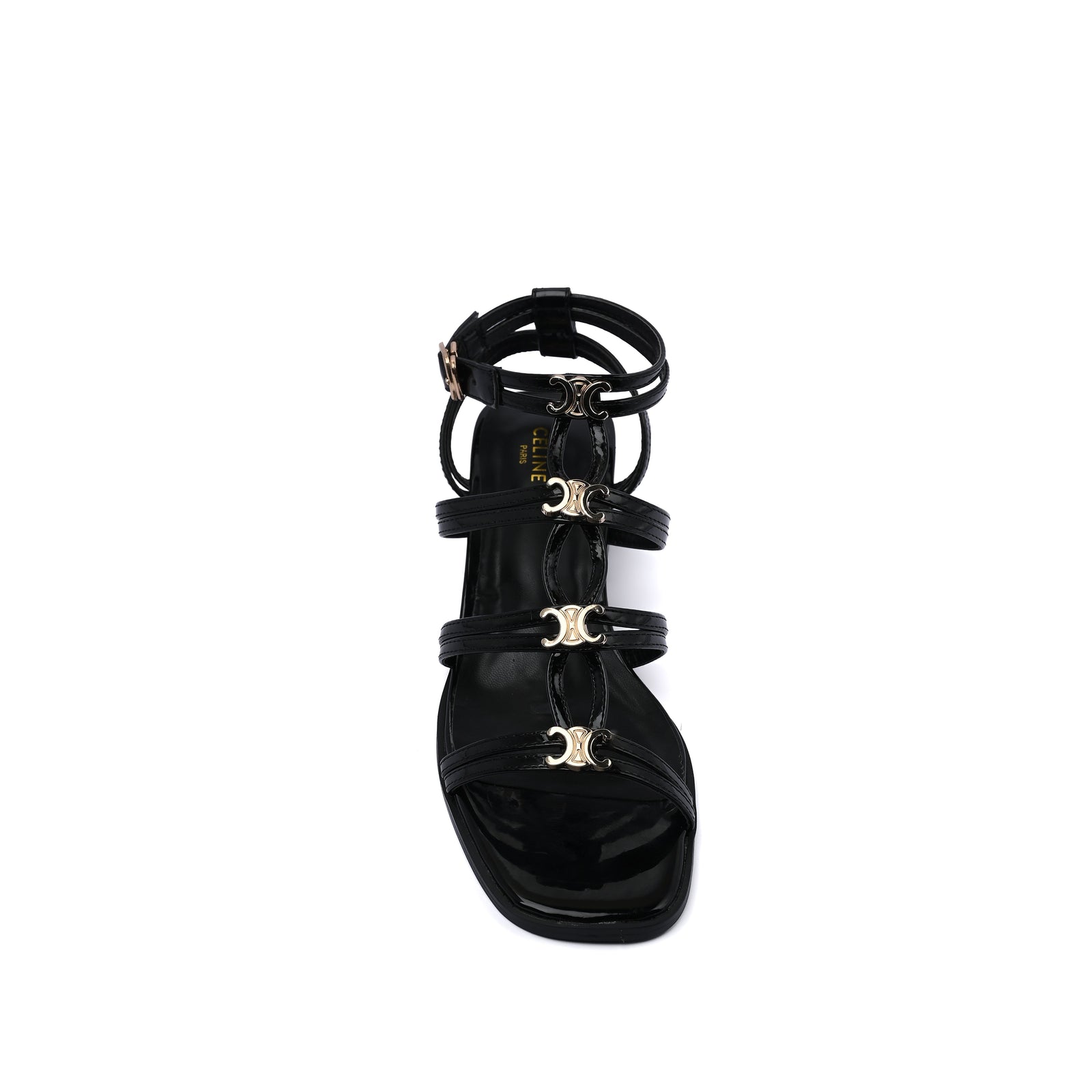 Celine Clemence Multi Triomphe Sandal in Lambskin Woman 3882-5 Black - 3