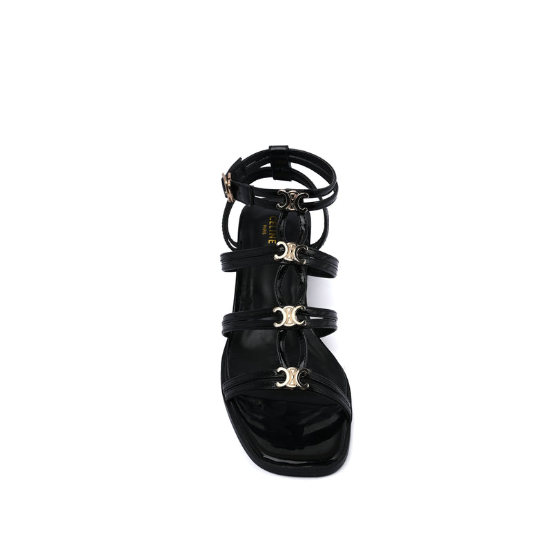 Celine Clemence Multi Triomphe Sandal in Lambskin Woman 3882-5 Black - 3