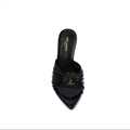 SAINT LAURENT Babylone embellished gathered glossed leather Tipped Slingback Pumps Woman Y5316-2 Black - 3