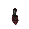 SAINT LAURENT Babylone embellished gathered glossed leather Tipped Slingback Pumps Woman Y5316-2 Burgundy - 3