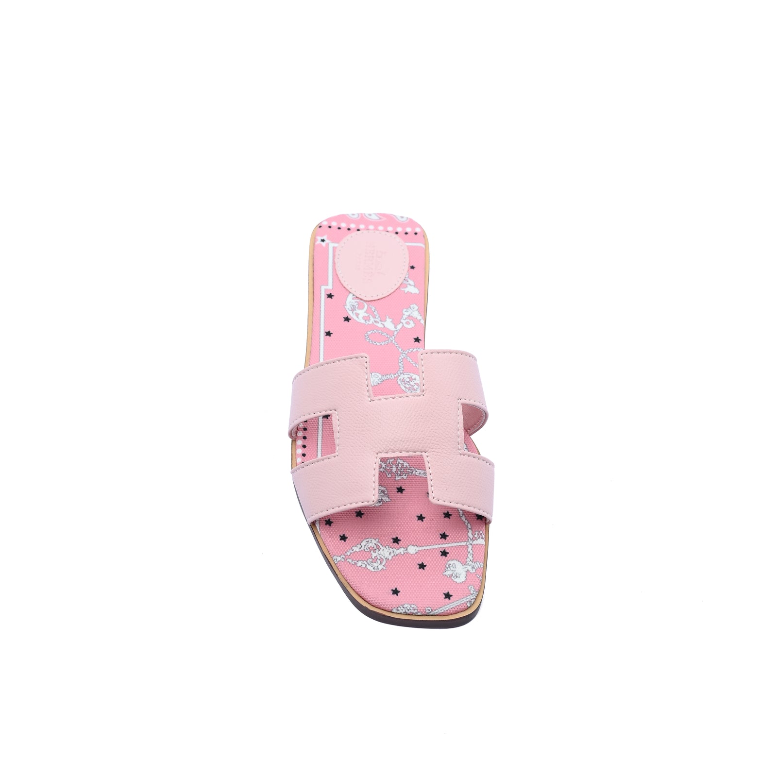 Hermes Leather Oran Flat Slide Sandals Woman H38-30 Pink - 3
