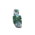 Hermes Leather Oran Flat Slide Sandals Woman H38-30 Green - 3
