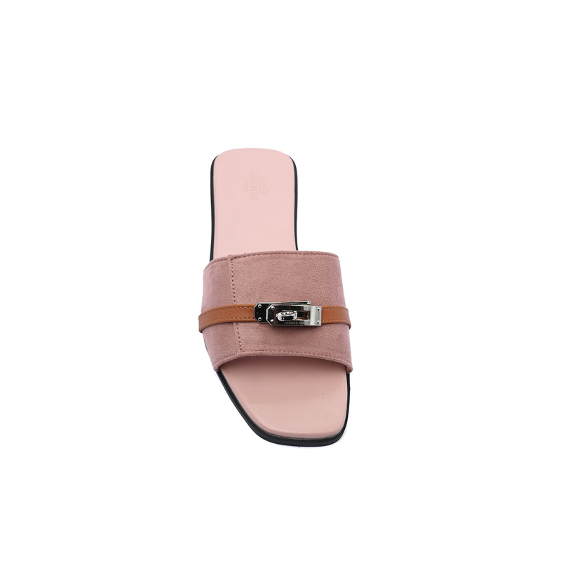 Hermes Giulia Sandal In Suede Goatskin And Calfskin With Iconic Palladium-Plated Kelly Buckle Woman H9-25 Pink - 3