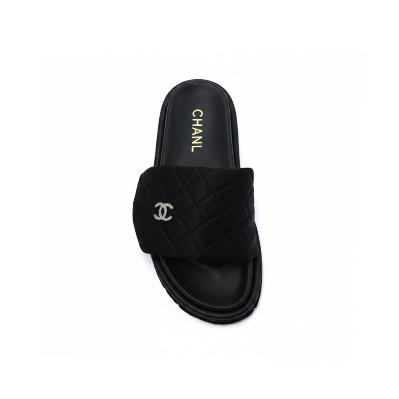 Chanel Lambskin Quilted CC Espadrille Slip On Slipper Woman 9958-8 Black - 3