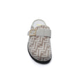 Fendi Fabric Jacquard Nappa FF Sabot Mules Feel Slippers Woman 985-2 Beige - 3
