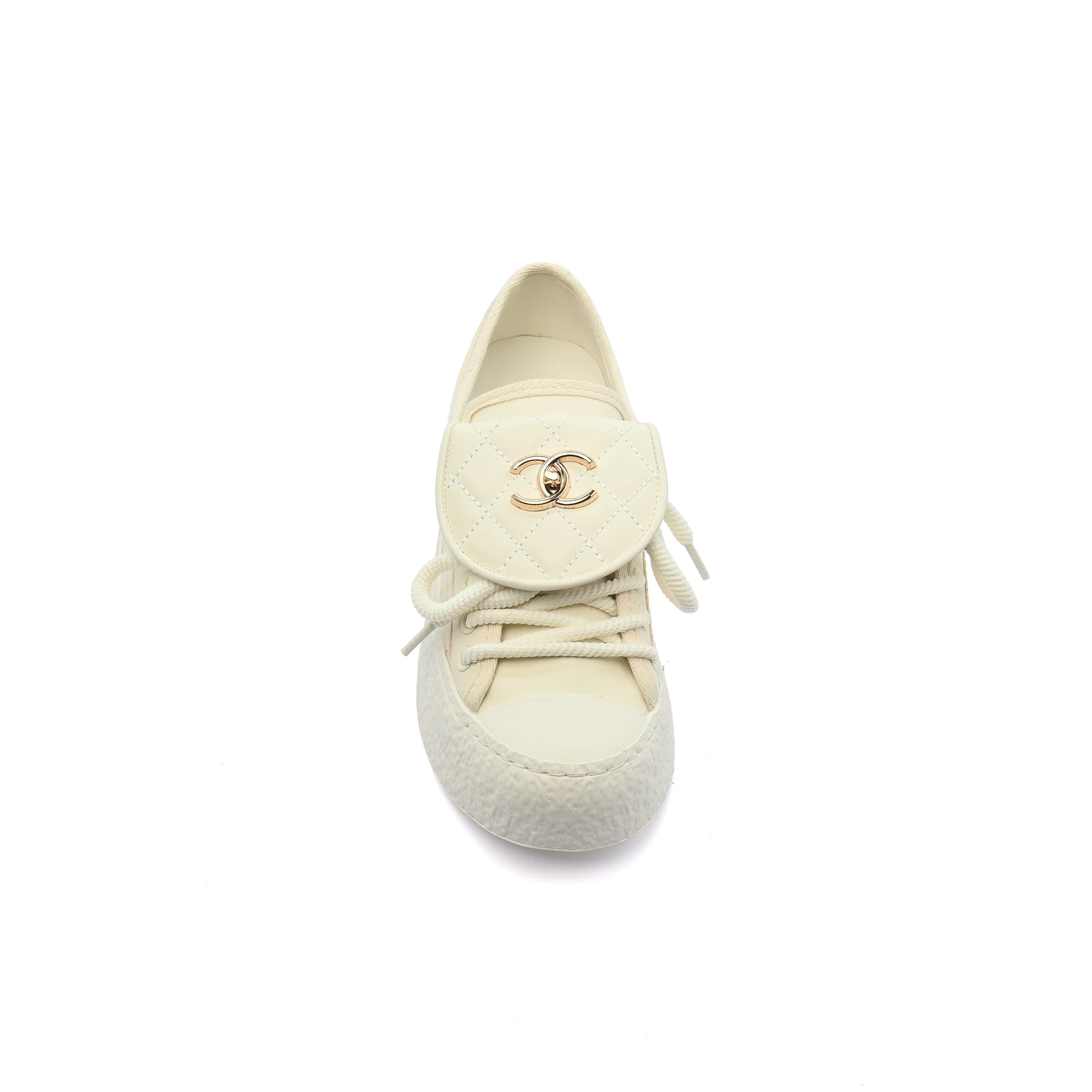 Chanel Platform Suede Calfskin Sneakers Woman F3669 White - 3
