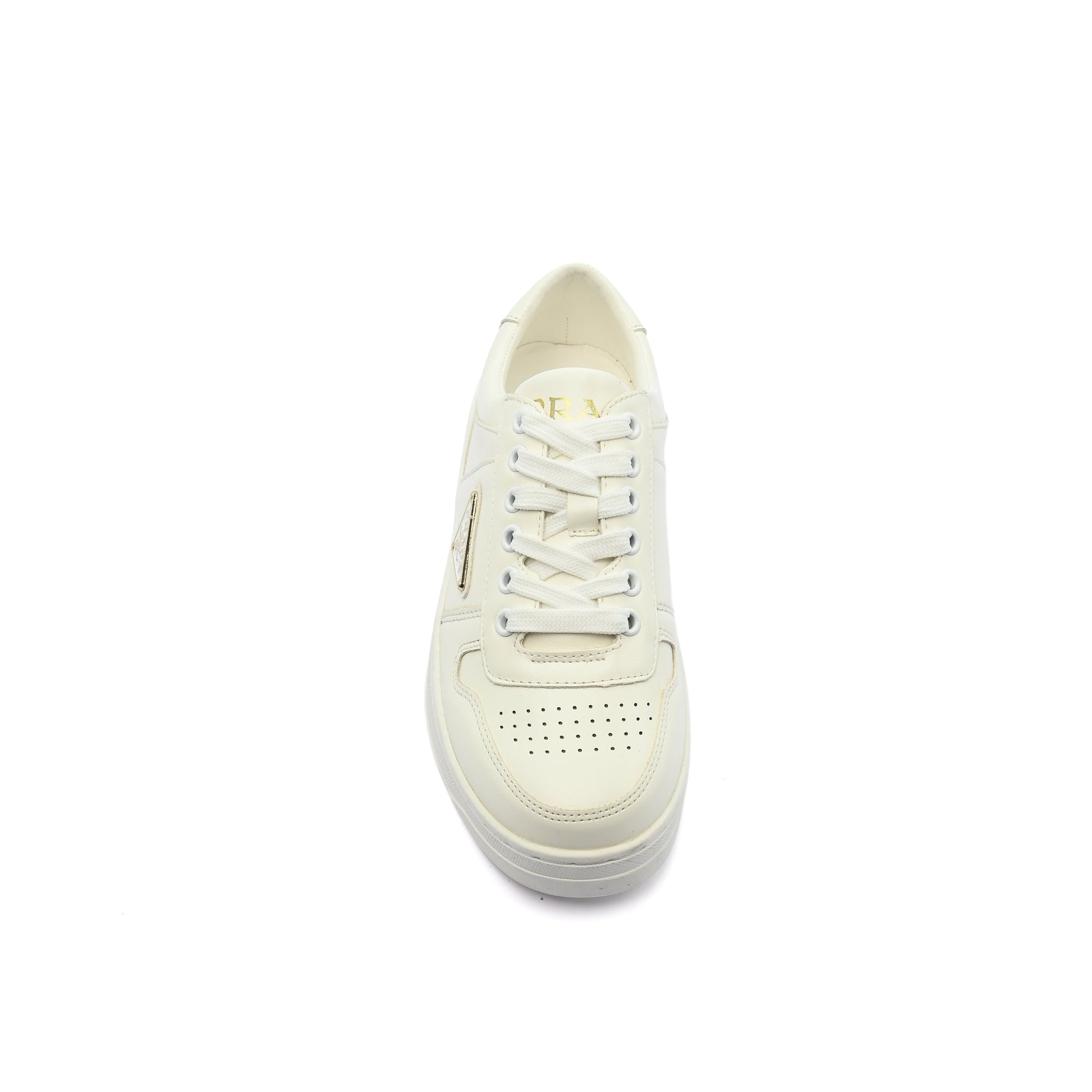 Prada Downtown Perforated Leather Sneakers for Women A356 White - 3