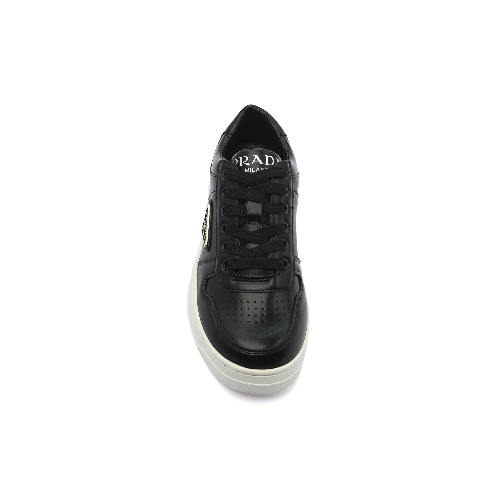 Prada Downtown Perforated Leather Sneakers for Women A356 Black - 3