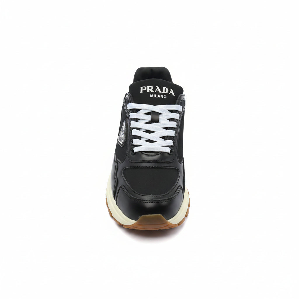 Prada Milano triangle-logo Leather Sneakers Man AJ5081 Black - 3