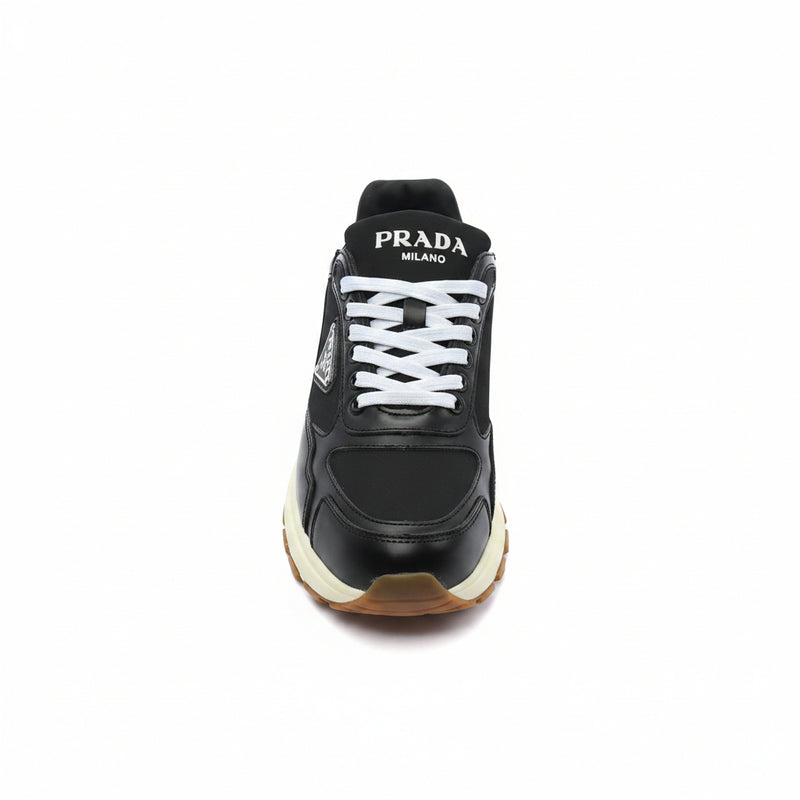 Prada Milano triangle-logo Leather Sneakers Man AJ5081 Black - 3