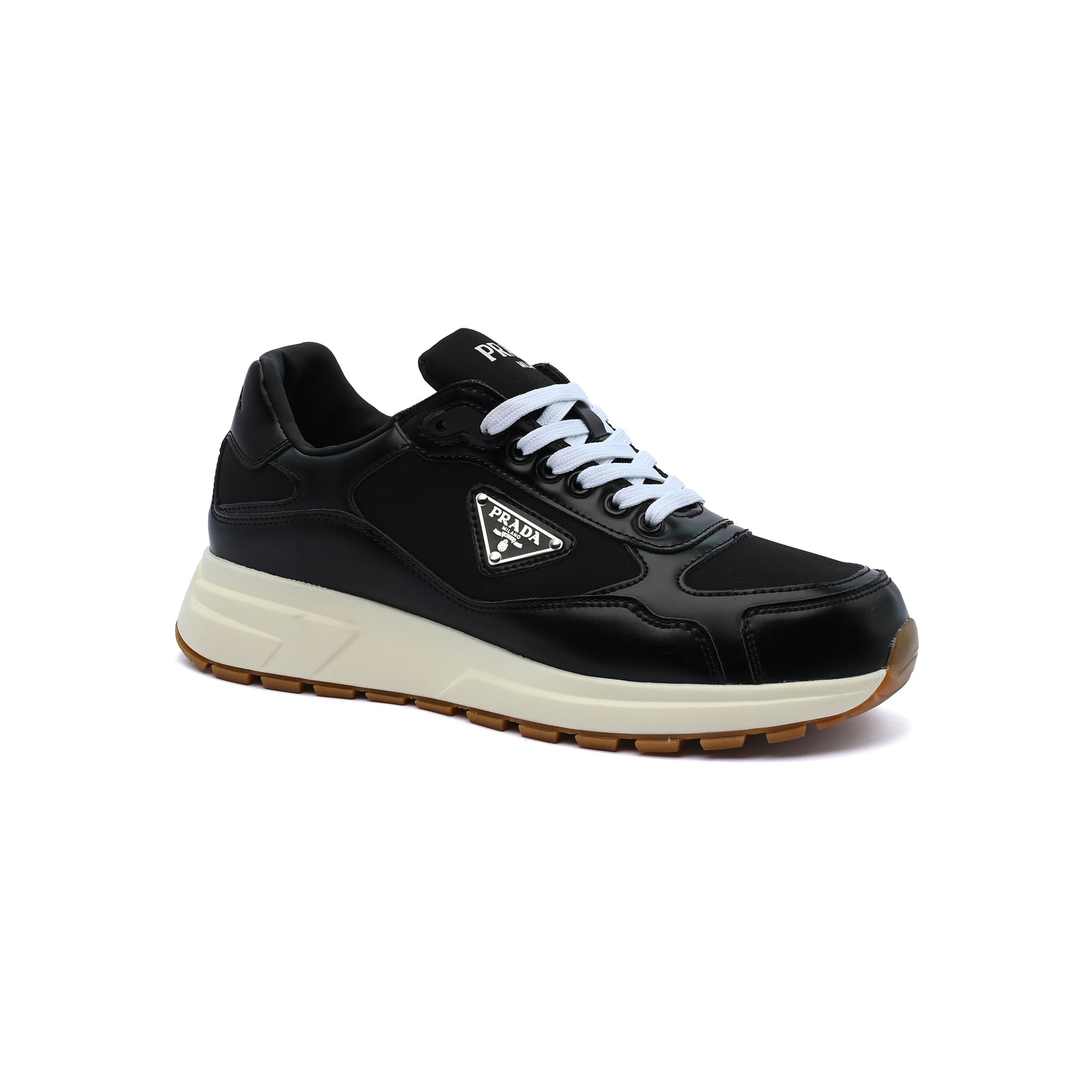 Prada Milano triangle-logo Leather Sneakers Man AJ5081 Black - 1