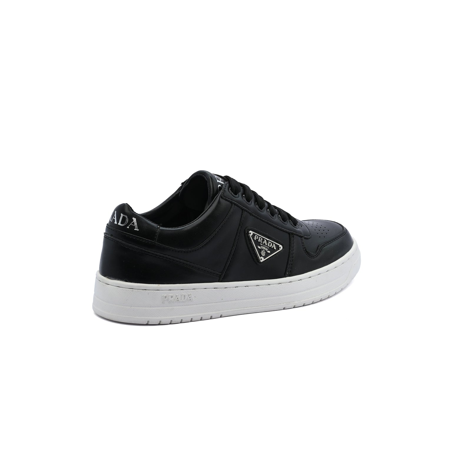Prada Downtown Perforated Leather Sneakers for Women A356 Black - 2