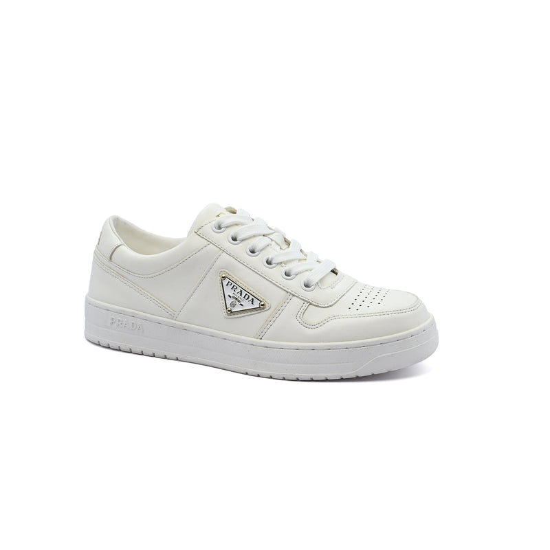 Prada Downtown Perforated Leather Sneakers for Women A356 White - 1
