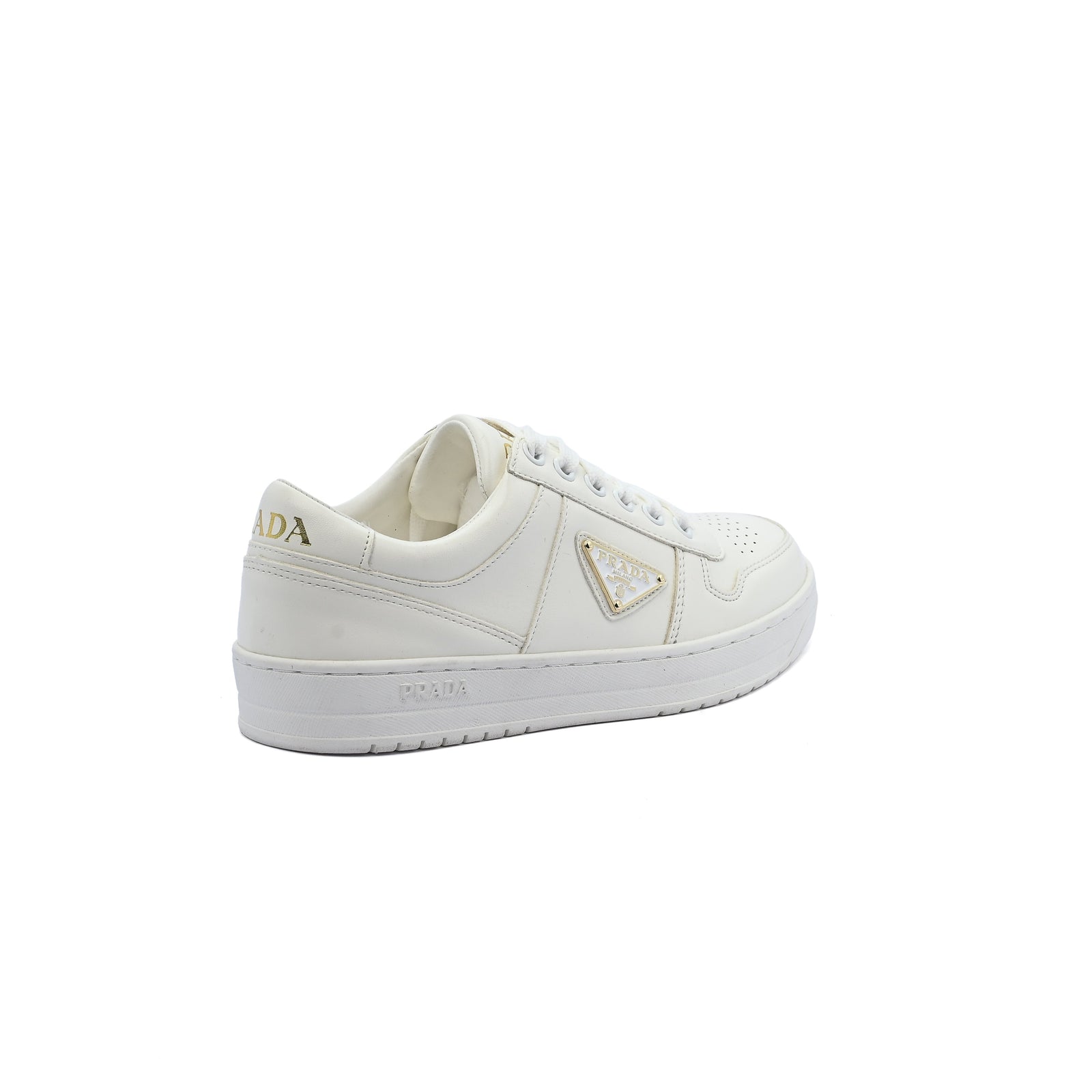 Prada Downtown Perforated Leather Sneakers for Women A356 White - 2