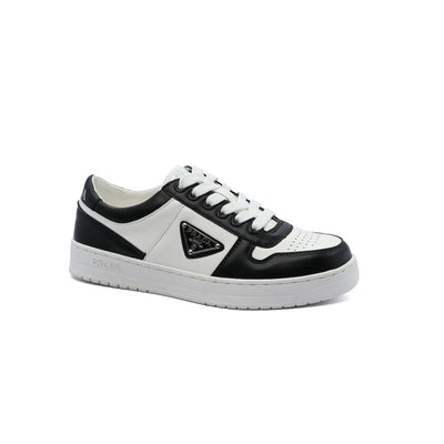 Prada Downtown Perforated Leather Sneakers for Women A356 Black&White