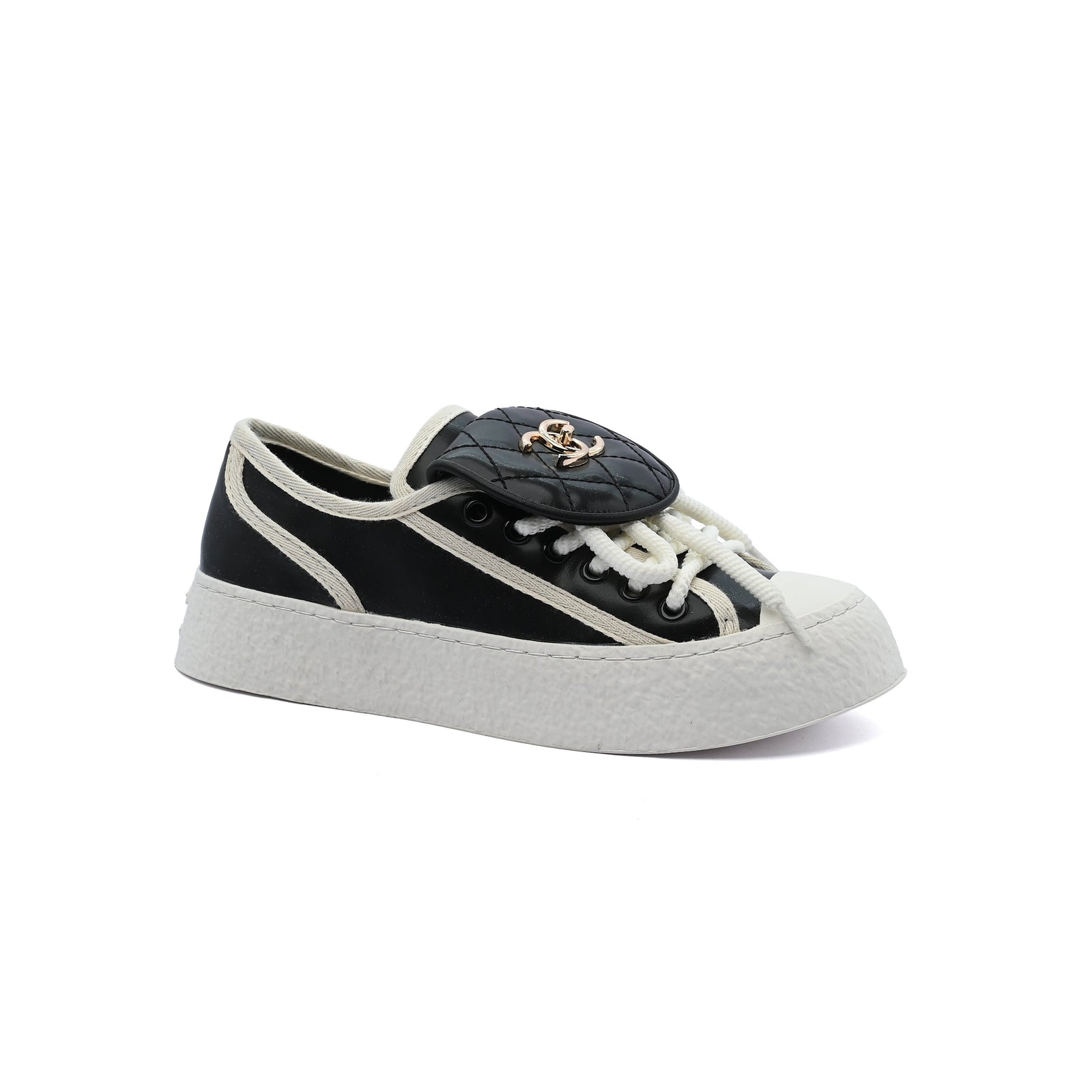 Chanel Platform Suede Calfskin Sneakers Woman F3669 Black - 1