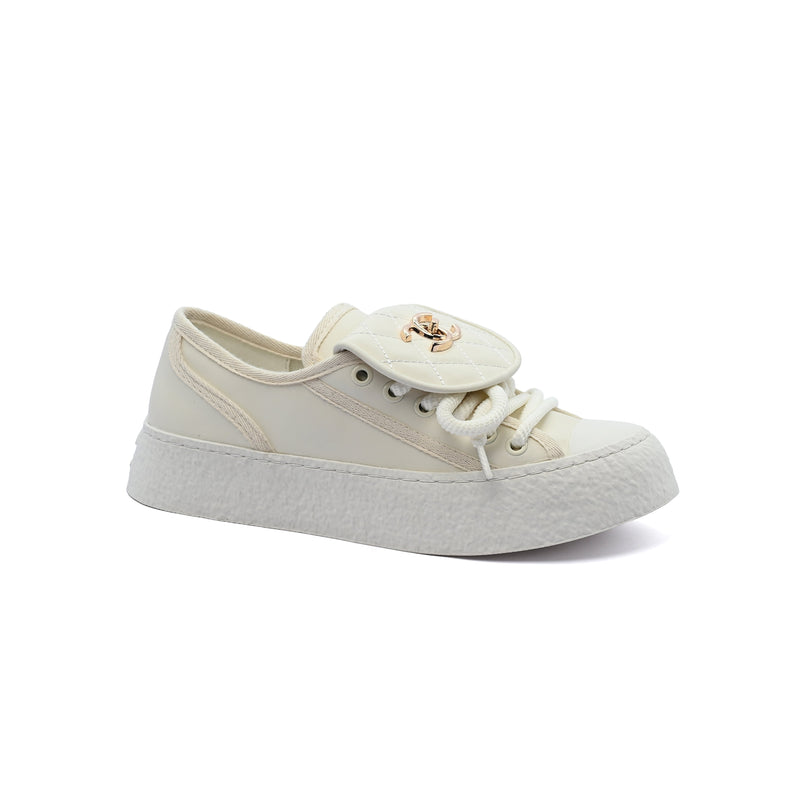 Chanel Platform Suede Calfskin Sneakers Woman F3669 White - 1