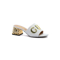 Gucci Logo Leather Flat Gols Sandals Interlocking Out Sandal Woman 666-7 White - 1