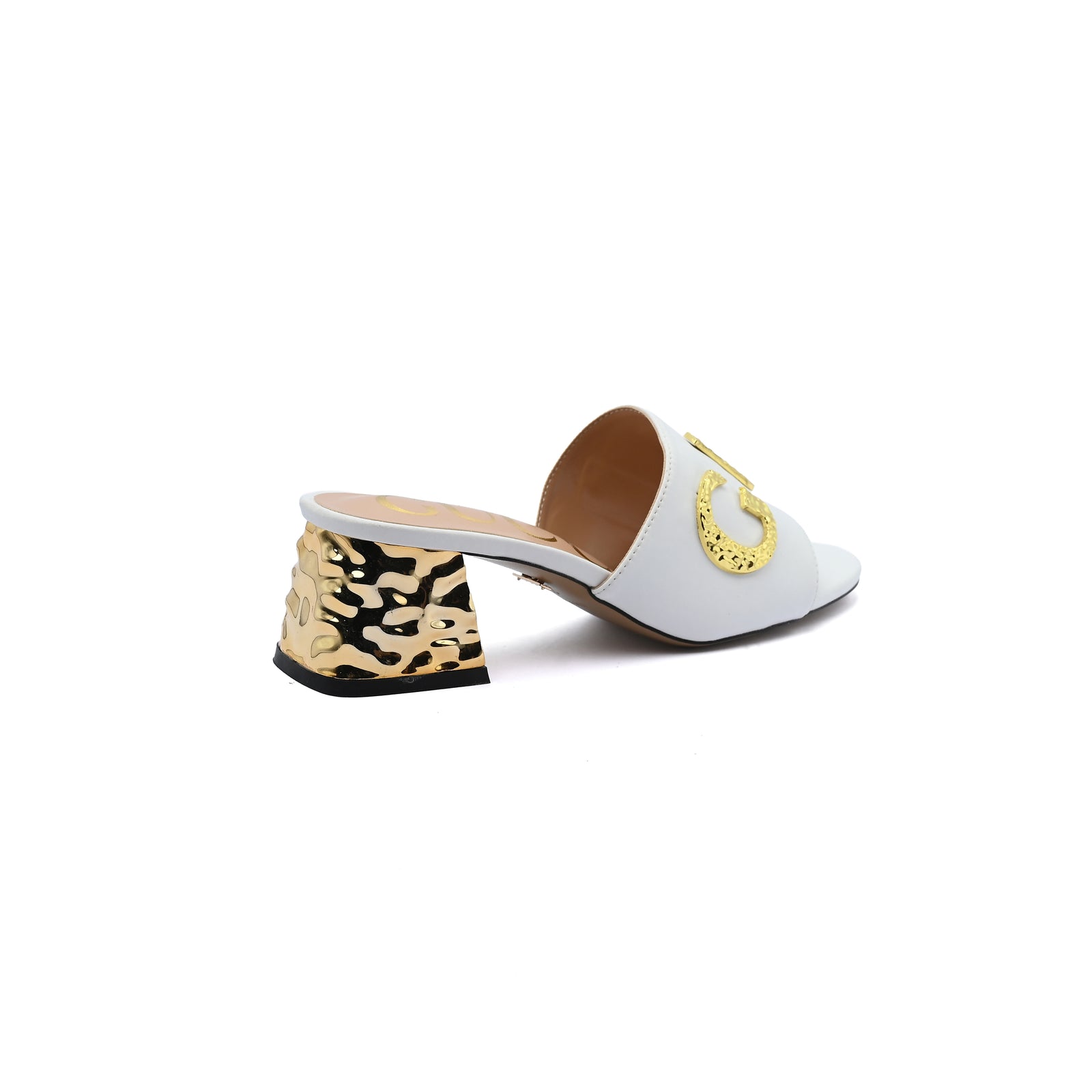 Gucci Logo Leather Flat Gols Sandals Interlocking Out Sandal Woman 666-7 White - 2