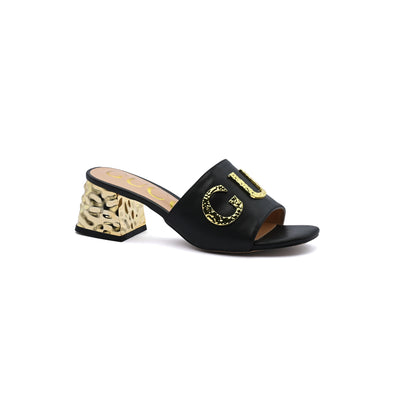 Gucci Logo Leather Flat Gols Sandals Interlocking Out Sandal Woman 666-7 Black