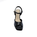 Faux Leather Platform Sole Block Heel Sandals Woman JX128-20 Black - 3