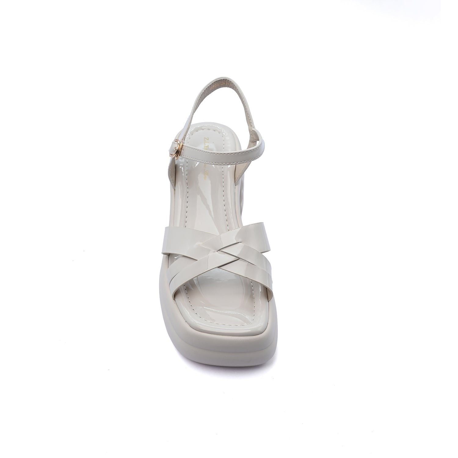 Faux Leather Platform Sole Block Heel Sandals Woman 8888 Beige - 3