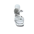 Sandals Flower Decor Low Heels Sandals Elegant Point Woman 25226 Silver - 3