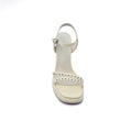 Faux Leather Platform Sole Block Heel Sandals Woman L2238 Beige - 3