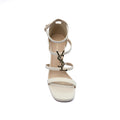 Faux Leather Sole Block Sandal High heels Woman 25217 Beige - 3