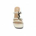 Faux Leather Sole Block Sandal High heels Woman 898-5 Beige - 3