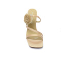 Sandals Flower Decor Low Heels Sandals Elegant Point Woman 25226 Gold - 3